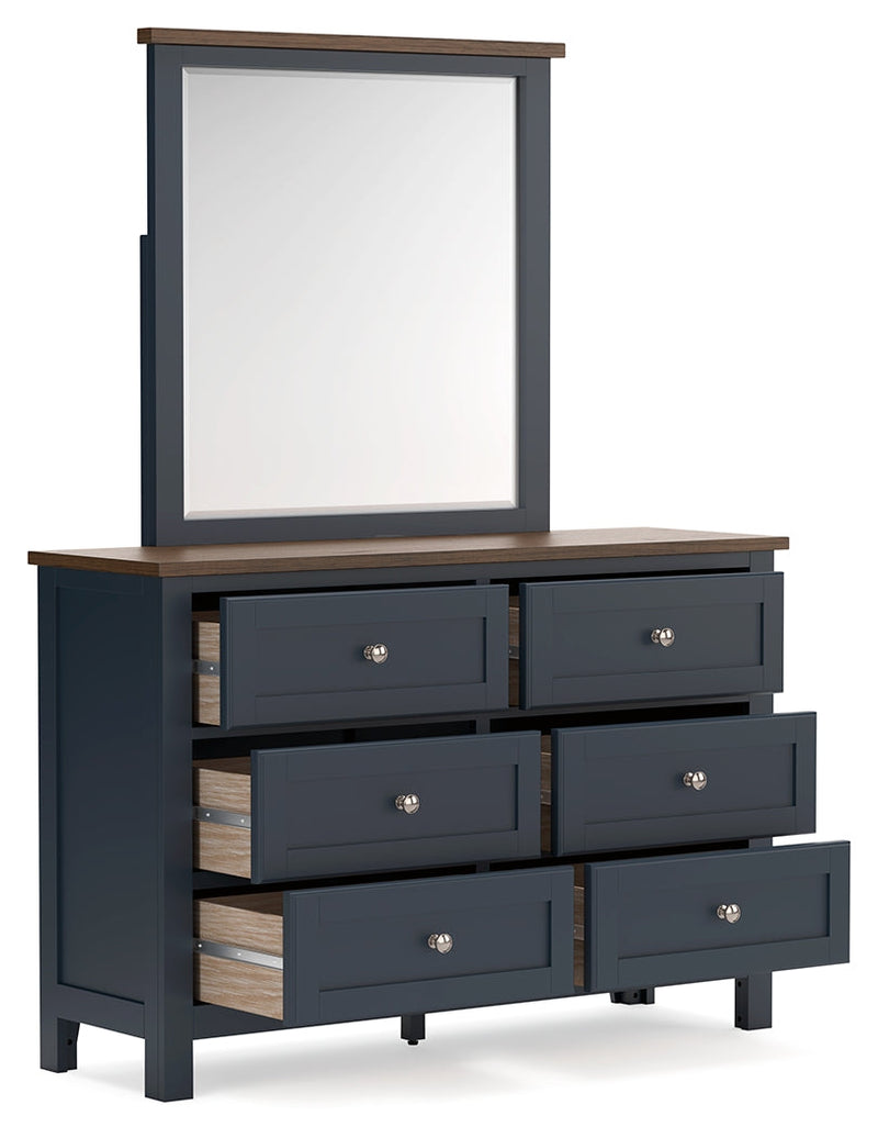 Landocken Full Panel Bed, Dresser and Mirror in Brown/Blue from Ashley - DMV Furniture