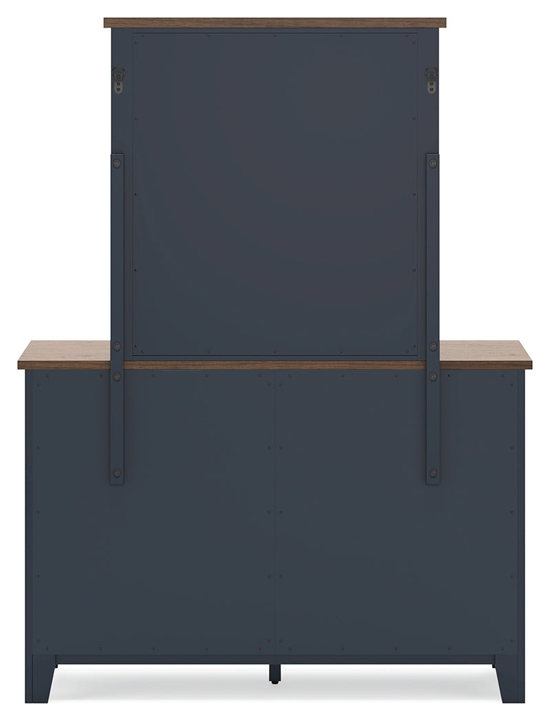 Landocken Full Panel Bed, Dresser and Mirror in Brown/Blue from Ashley - DMV Furniture