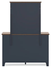 Landocken Twin Panel Bed, Dresser and Mirror in Brown/Blue from Ashley - DMV Furniture