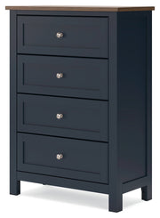 Landocken Brown/Blue Twin Panel Bed, Chest and Nightstand from Ashley - DMV Furniture