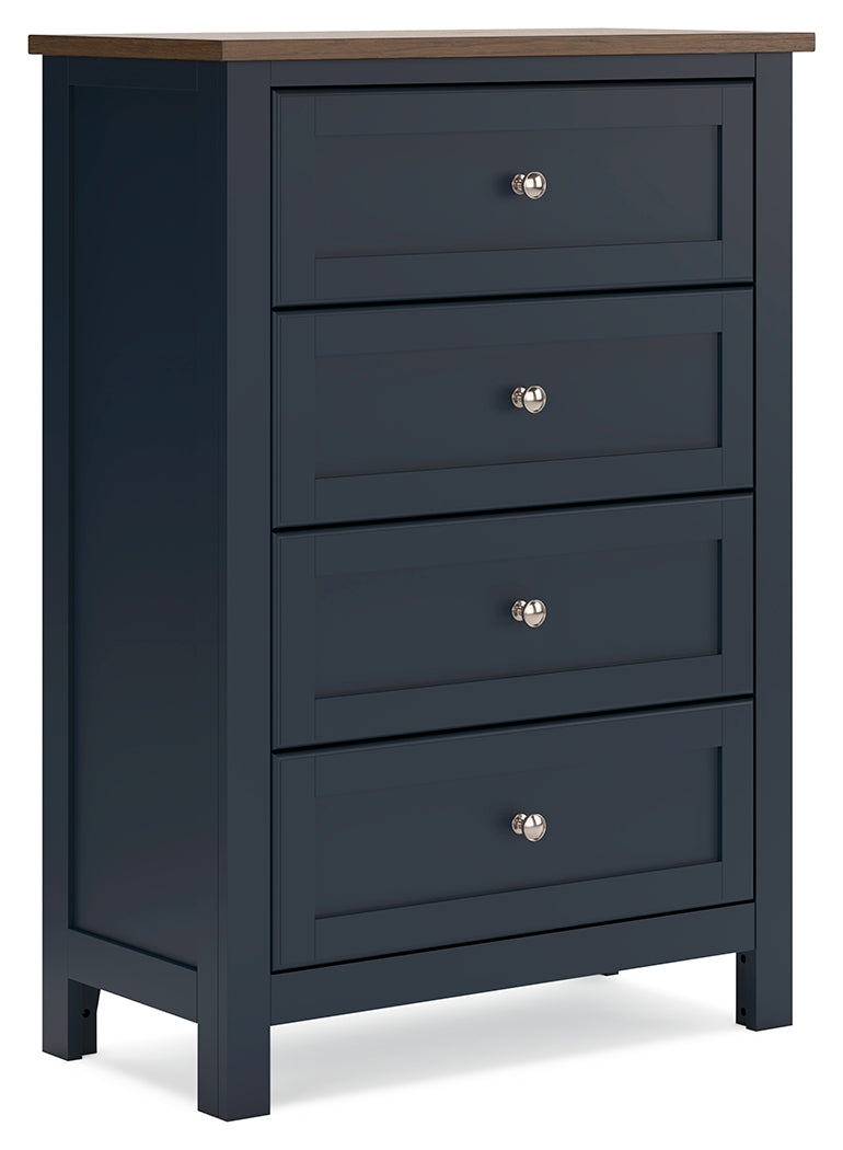 Landocken Brown/Blue Twin Panel Bed, Chest and Nightstand from Ashley - DMV Furniture