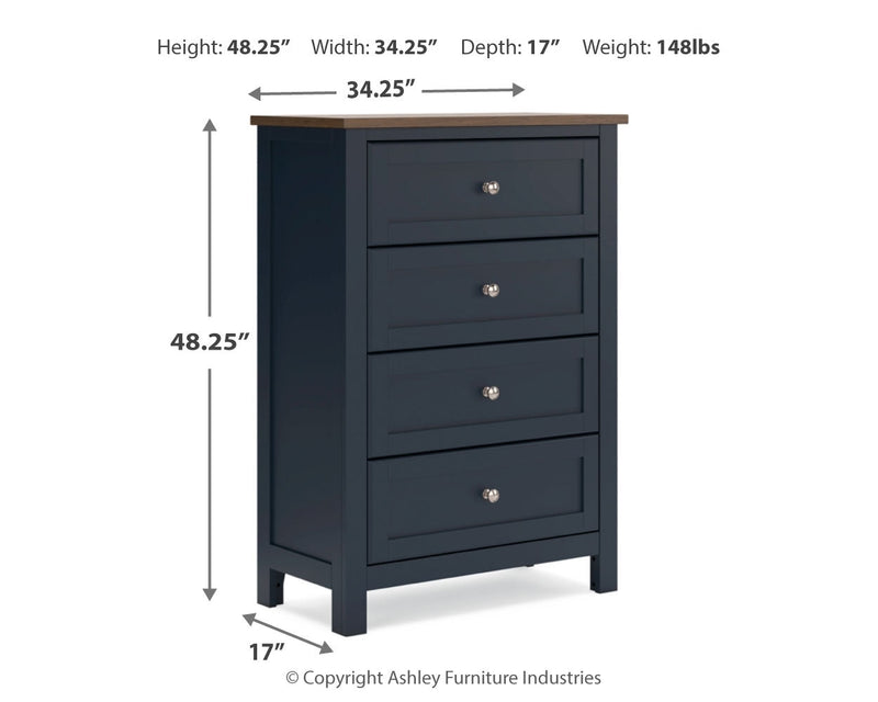Landocken Brown/Blue Twin Panel Bed, Chest and Nightstand from Ashley - DMV Furniture