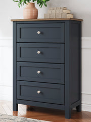 Landocken Brown/Blue Twin Panel Bed, Chest and Nightstand from Ashley - DMV Furniture