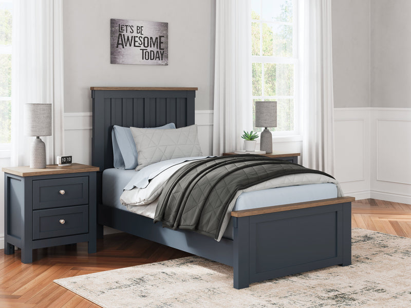 Landocken Brown/Blue Twin Panel Bed, Chest and Nightstand from Ashley - DMV Furniture