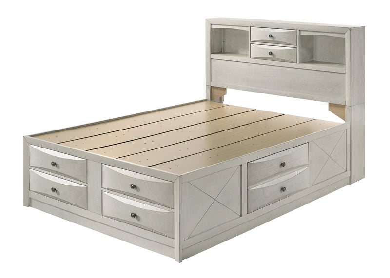 Emily White Queen Storage Platform Bed from Crown Mark - DMV Furniture