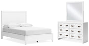 Binterglen White Full Panel Bed with Mirrored Dresser from Ashley - DMV Furniture