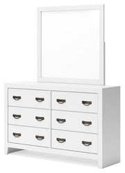 Binterglen White California King Panel Bed with Mirrored Dresser from Ashley - DMV Furniture