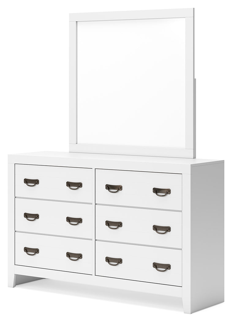 Binterglen White California King Panel Bed with Mirrored Dresser from Ashley - DMV Furniture