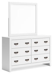 Binterglen White Full Panel Bed with Mirrored Dresser from Ashley - DMV Furniture