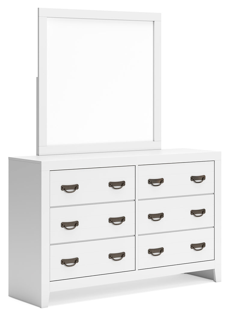 Binterglen White Full Panel Bed with Mirrored Dresser from Ashley - DMV Furniture
