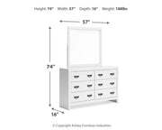Binterglen White Full Panel Bed with Mirrored Dresser from Ashley - DMV Furniture