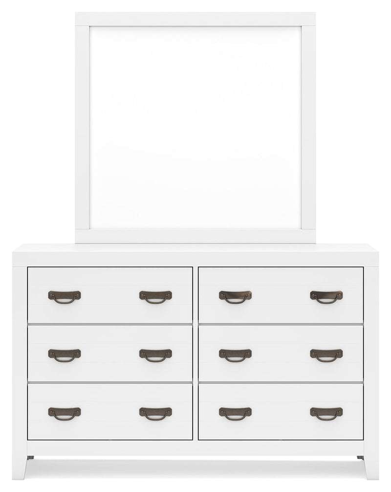 Binterglen White California King Panel Bed with Mirrored Dresser from Ashley - DMV Furniture