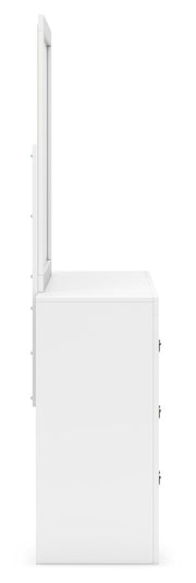 Binterglen White California King Panel Bed with Mirrored Dresser from Ashley - DMV Furniture