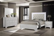 Lyssa Oat and Frost Queen LED Upholstered Panel Bed from Crown Mark - DMV Furniture