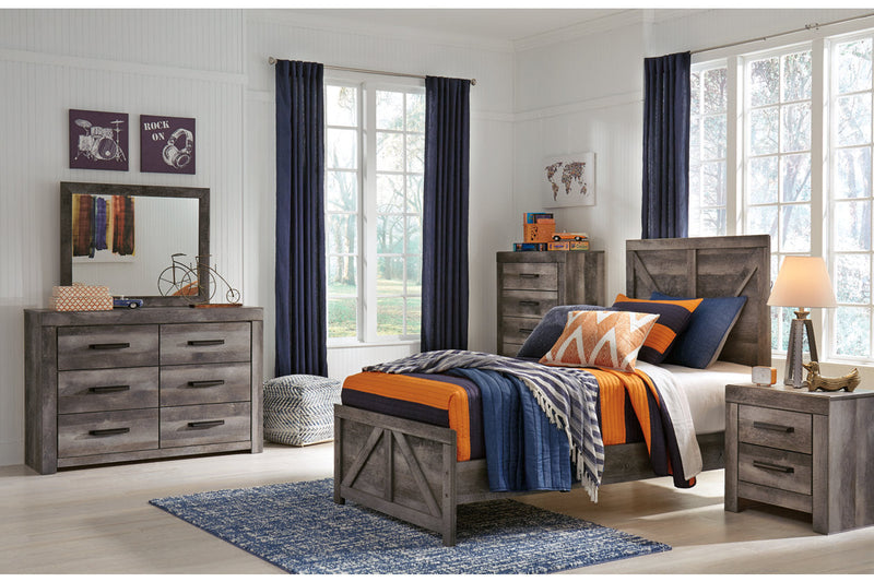 Wynnlow Gray Twin Crossbuck Panel Bed from Ashley - DMV Furniture