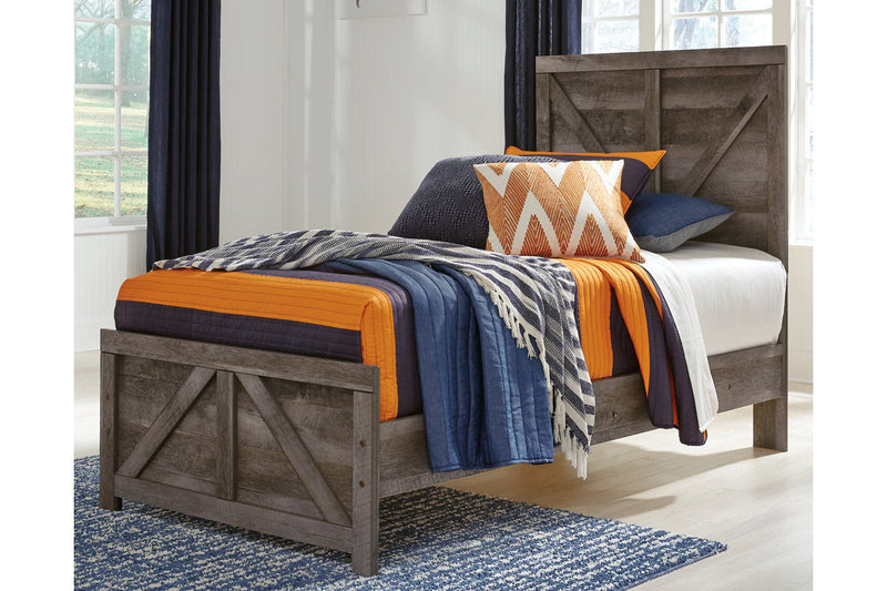 Wynnlow Gray Twin Crossbuck Panel Bed from Ashley - DMV Furniture