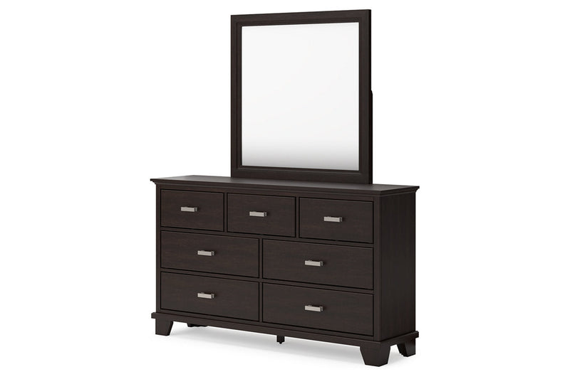 Covetown Dark Brown Dresser and Mirror -  Ashley - DMV Furniture