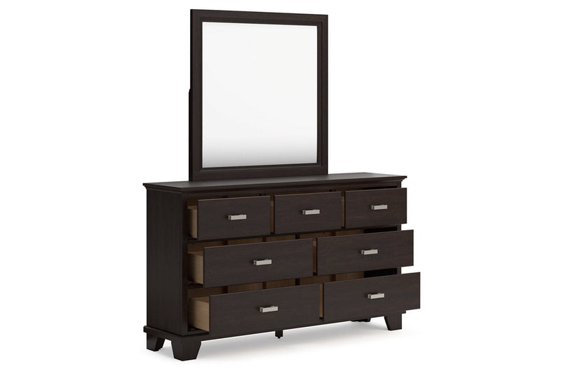 Covetown Dark Brown Dresser and Mirror -  Ashley - DMV Furniture