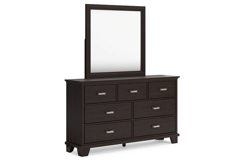 Covetown Dark Brown Dresser and Mirror -  Ashley - DMV Furniture