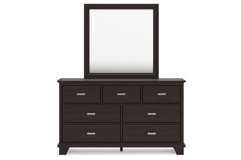 Covetown Dark Brown Dresser and Mirror -  Ashley - DMV Furniture