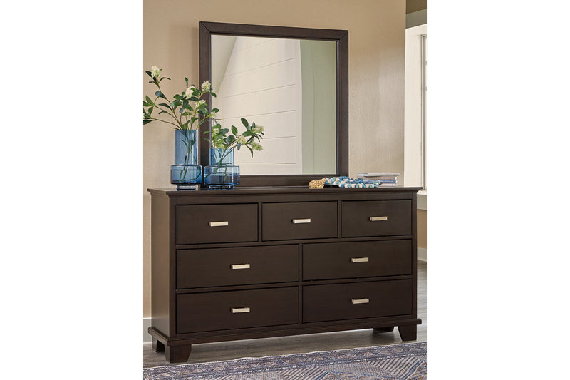 Covetown Dark Brown Dresser and Mirror -  Ashley - DMV Furniture