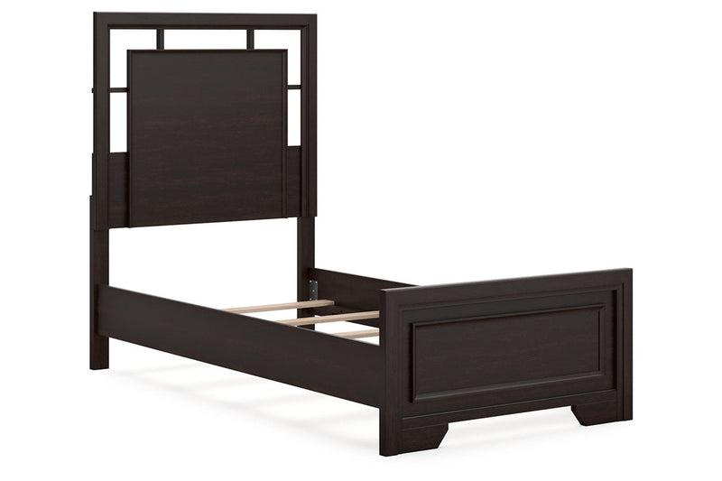 Covetown Dark Brown Twin Panel Bed -  Ashley - DMV Furniture