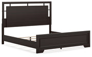 Covetown Dark Brown King Panel Bed with Mirrored Dresser from Ashley - DMV Furniture