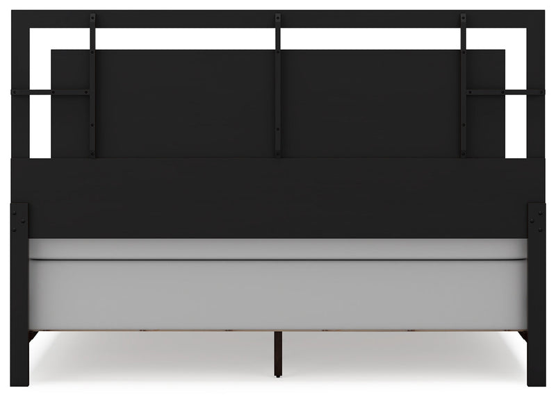Covetown Dark Brown King Panel Bed with Mirrored Dresser from Ashley - DMV Furniture
