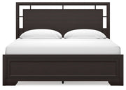 Covetown Dark Brown King Panel Bed with Mirrored Dresser from Ashley - DMV Furniture