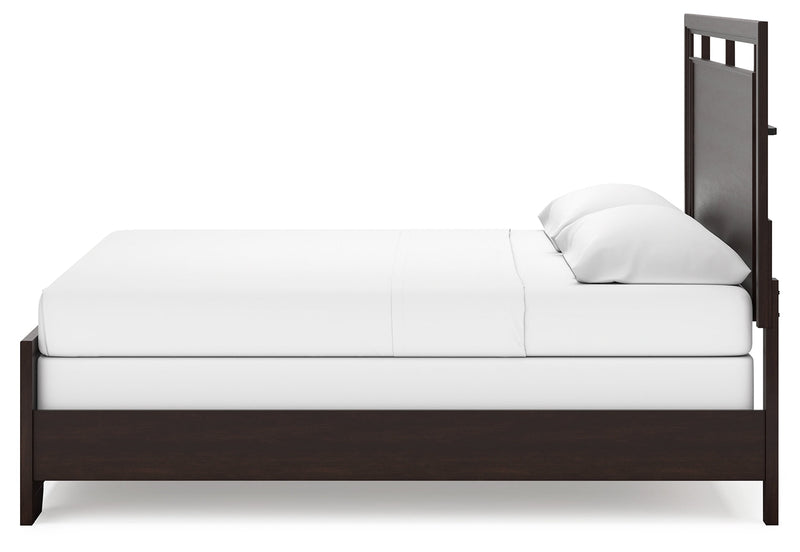 Covetown Dark Brown King Panel Bed with Mirrored Dresser from Ashley - DMV Furniture