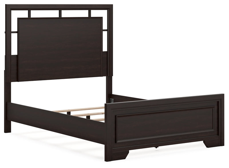 Covetown Dark Brown Full Panel Bed with Mirrored Dresser from Ashley - DMV Furniture