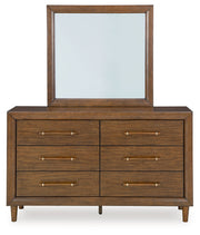Lyncott Brown King Upholstered Bed with Mirrored Dresser from Ashley - DMV Furniture