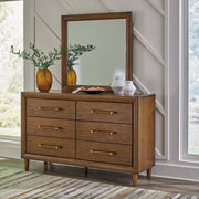 Lyncott Brown King Upholstered Bed with Mirrored Dresser from Ashley - DMV Furniture