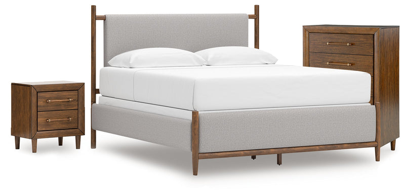 Lyncott Brown King Upholstered Bed, Chest and Nightstand from Ashley - DMV Furniture