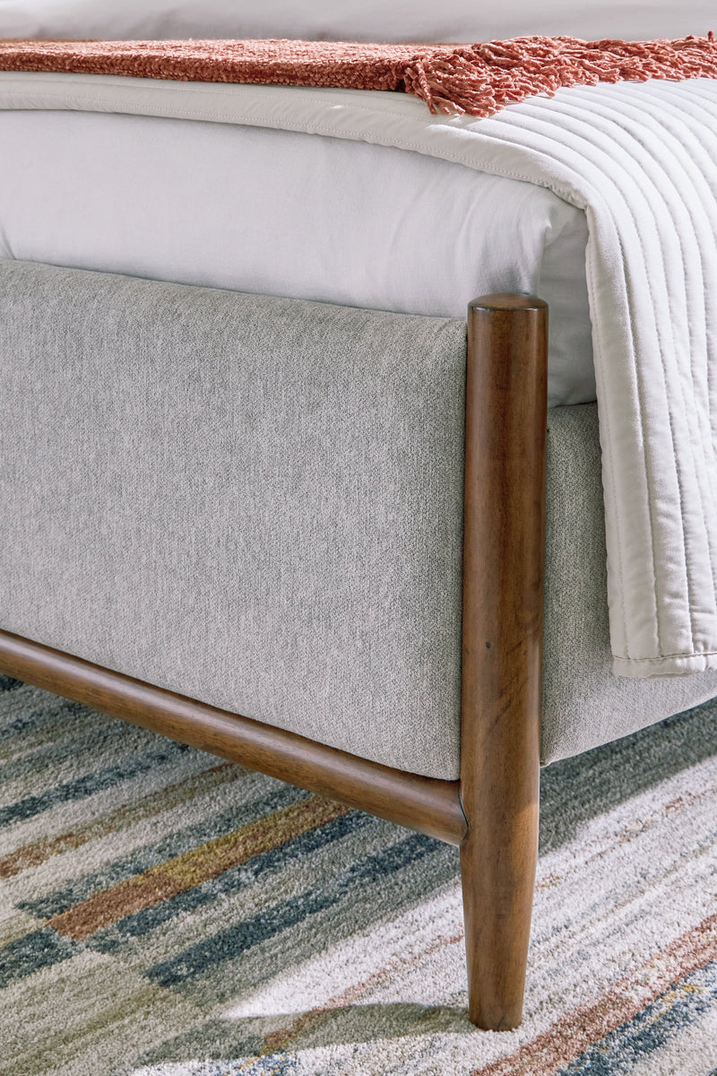 Lyncott Brown California King Upholstered Bed with Mirrored Dresser from Ashley - DMV Furniture