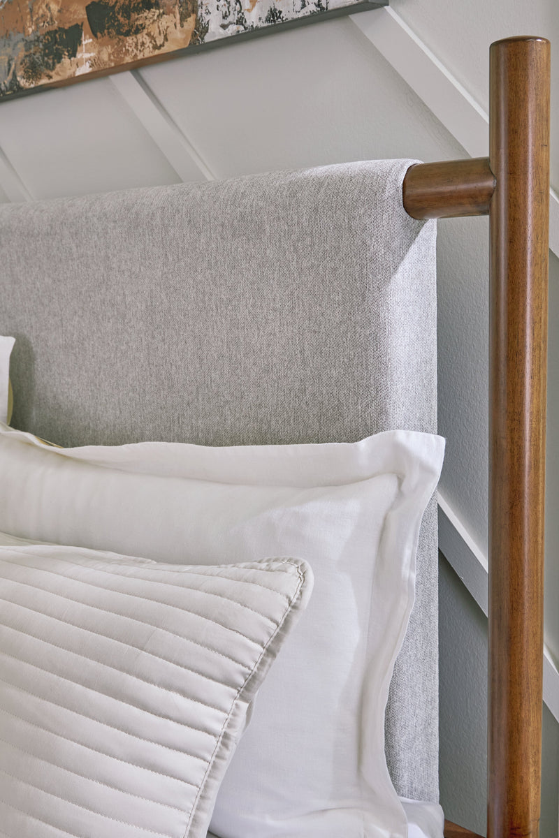 Lyncott Brown King Upholstered Bed with Mirrored Dresser from Ashley - DMV Furniture