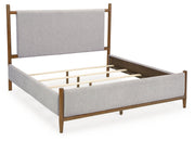 Lyncott Brown California King Upholstered Bed with Mirrored Dresser from Ashley - DMV Furniture