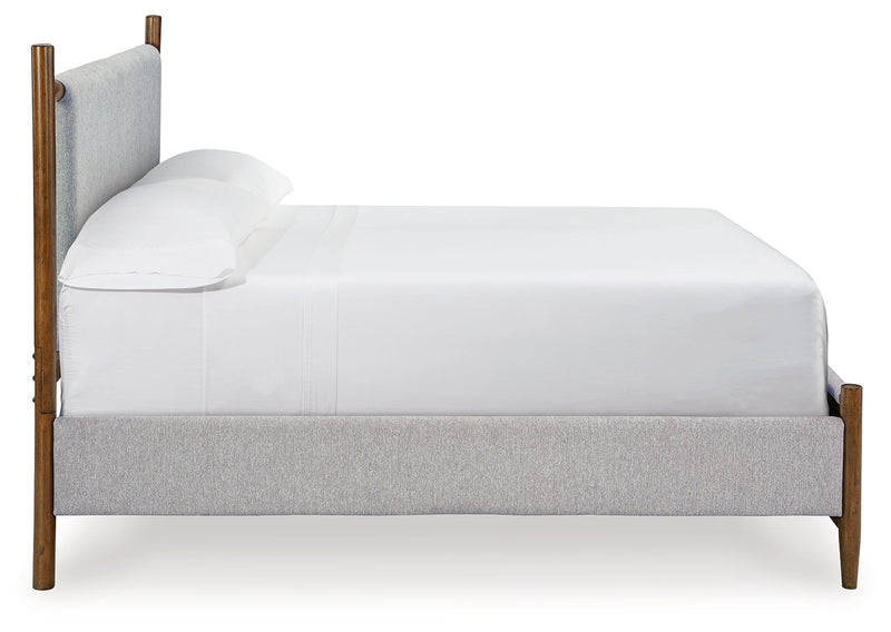 Lyncott Brown King Upholstered Bed with Mirrored Dresser from Ashley - DMV Furniture