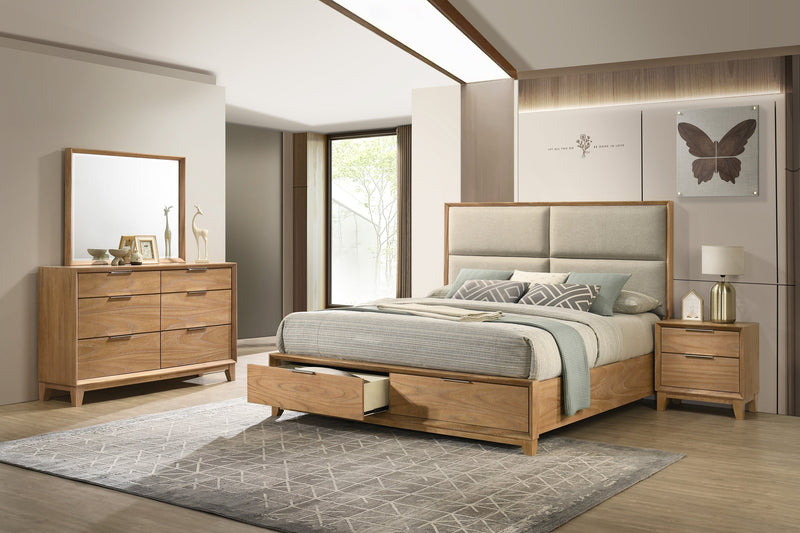 Florian Natural Wood Upholstered Storage Bedroom Set from Crown Mark - DMV Furniture