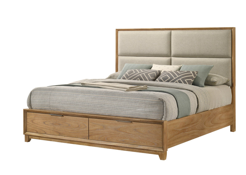Florian Natural Wood Upholstered Storage Bedroom Set from Crown Mark - DMV Furniture