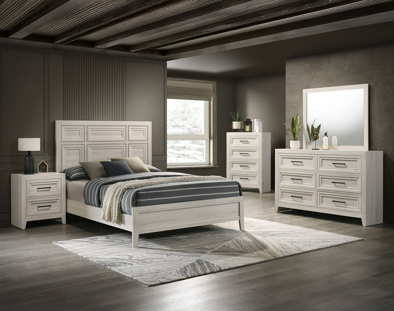 Lorraine Antique White Queen Panel Bed from Crown Mark - DMV Furniture