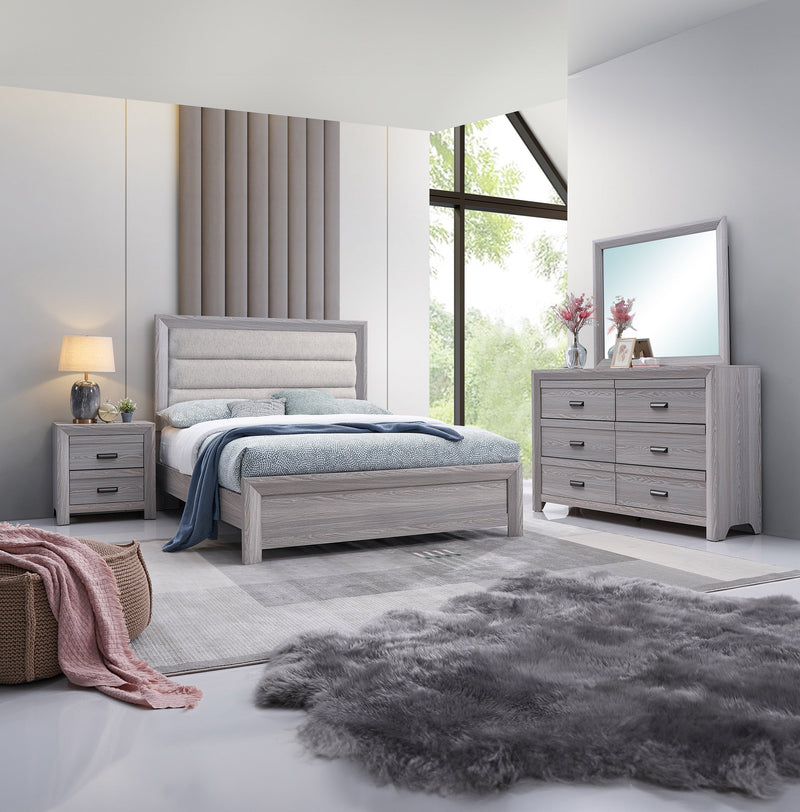 Adelaide Driftwood King Upholstered Panel Bed from Crown Mark - DMV Furniture