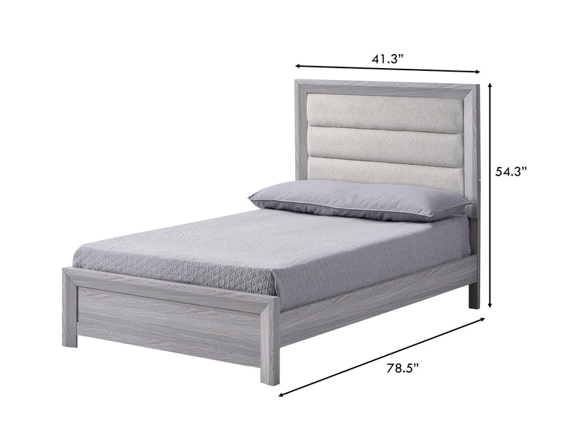 Adelaide Driftwood Twin Upholstered Panel Bed from Crown Mark - DMV Furniture
