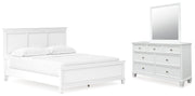 Fortman White California King Panel Bed with Mirrored Dresser from Ashley - DMV Furniture