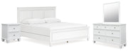Fortman White King Panel Bed, Dresser, Mirror and Nightstand from Ashley - DMV Furniture