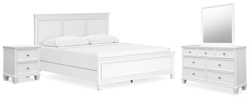 Fortman White King Panel Bed, Dresser, Mirror and Nightstand from Ashley - DMV Furniture