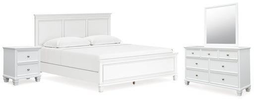 Fortman White King Panel Bed, Dresser, Mirror and Nightstand from Ashley - DMV Furniture