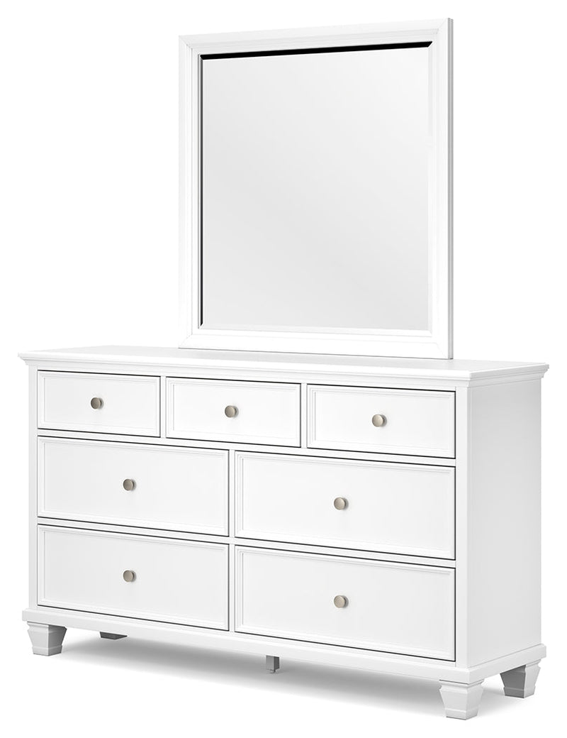 Fortman White King Panel Bed, Dresser, Mirror and Nightstand from Ashley - DMV Furniture