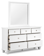 Fortman White California King Panel Bed with Mirrored Dresser from Ashley - DMV Furniture
