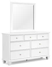 Fortman White King Panel Bed, Dresser, Mirror and Nightstand from Ashley - DMV Furniture